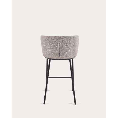 Kave Home CISELIA Shearling Bar Stool, Grey, 65cm