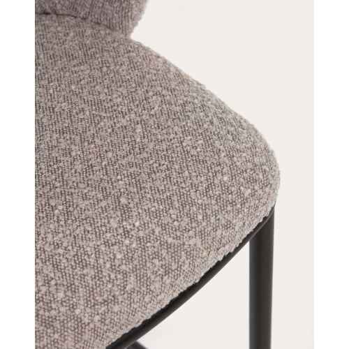 Kave Home CISELIA Shearling Bar Stool, Grey, 65cm