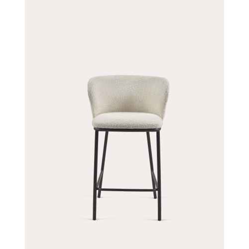 Kave Home Ciselia Shearling Bar Stool, White, 65cm