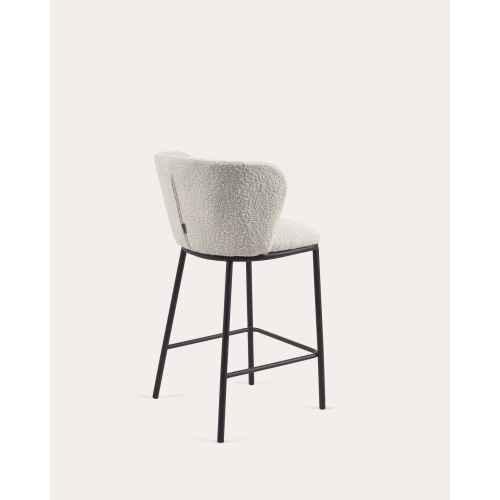 Kave Home CISELIA Shearling Bar Stool, White, 65cm