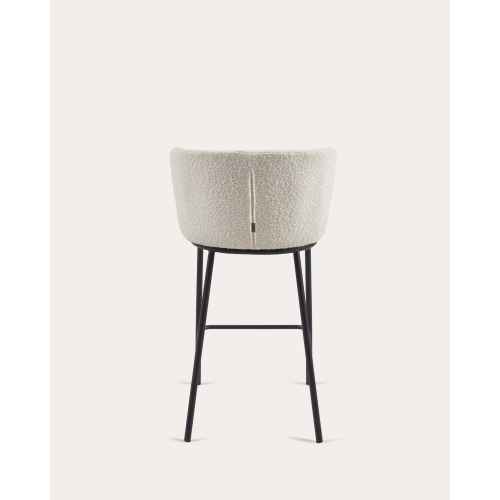 Kave Home Ciselia Shearling Bar Stool, White, 65cm