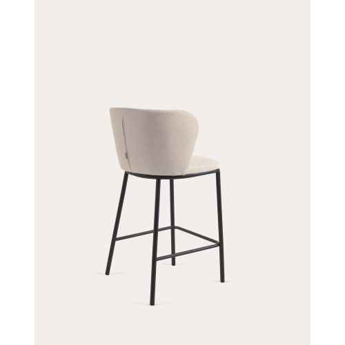 Kave Home Ciselia Chenille Bar Stool, Beige, 65cm