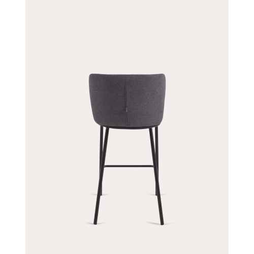 Kave Home Ciselia Chenille Bar Stool, Dark Grey, 65cm