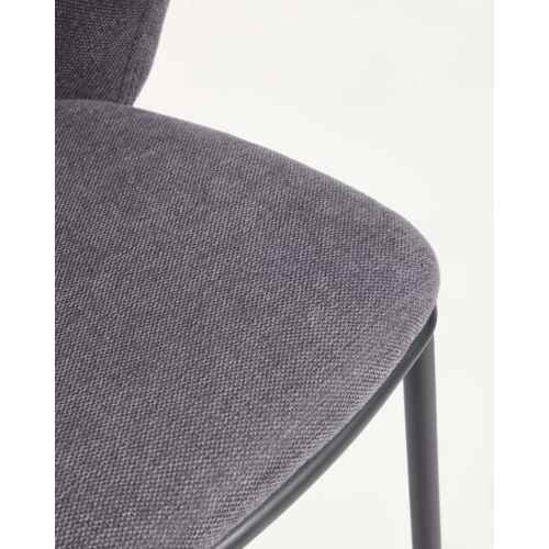 Kave Home Ciselia Chenille Bar Stool, Dark Grey