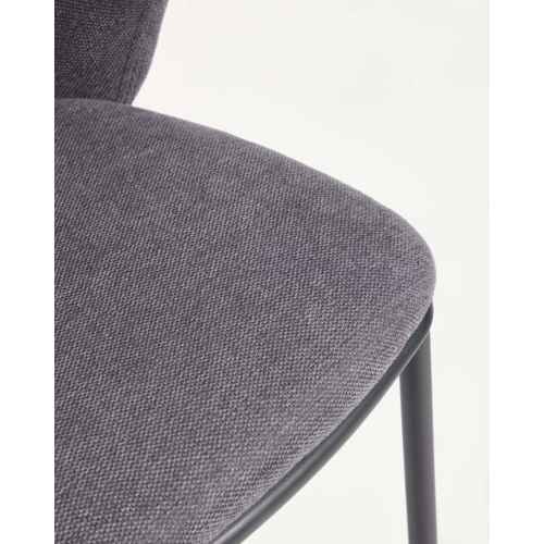 Kave Home Ciselia Chenille Bar Stool, Dark Grey, 65cm