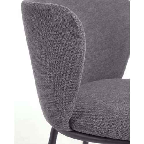 Kave Home Ciselia Chenille Bar Stool, Dark Grey