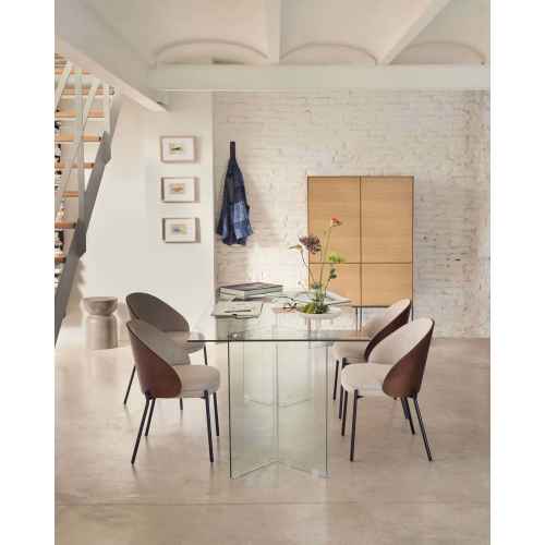 Kave Home Eamy Dining Chair, Light Brown & Wenge