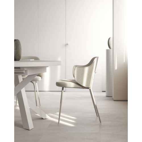 Kave Home Yunia Corduroy Dining Chair, Beige