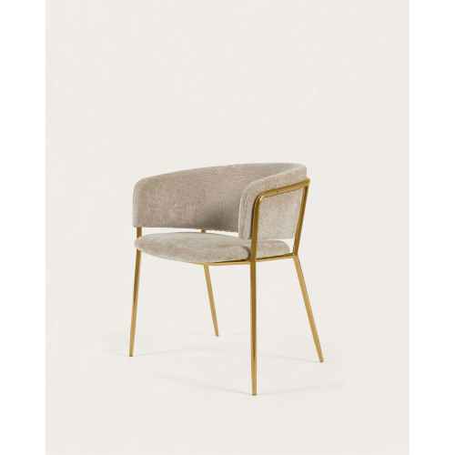 Kave Home Runnie Chenille Dining Chair, Beige