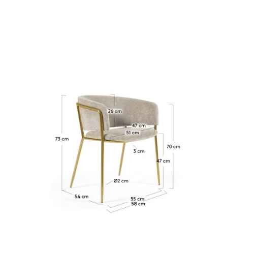 Kave Home Runnie Chenille Dining Chair, Beige