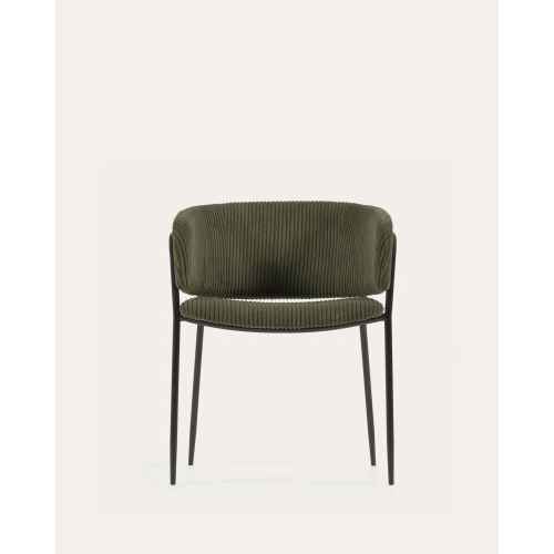 Kave Home Runnie Corduroy Dining Chair, Dark Green