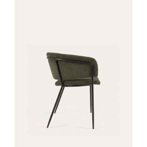 Kave Home Runnie Corduroy Dining Chair, Dark Green