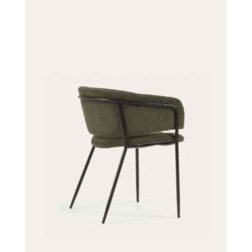 Kave Home Runnie Corduroy Dining Chair, Dark Green