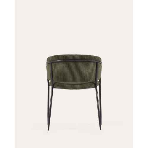 Kave Home Runnie Corduroy Dining Chair, Dark Green