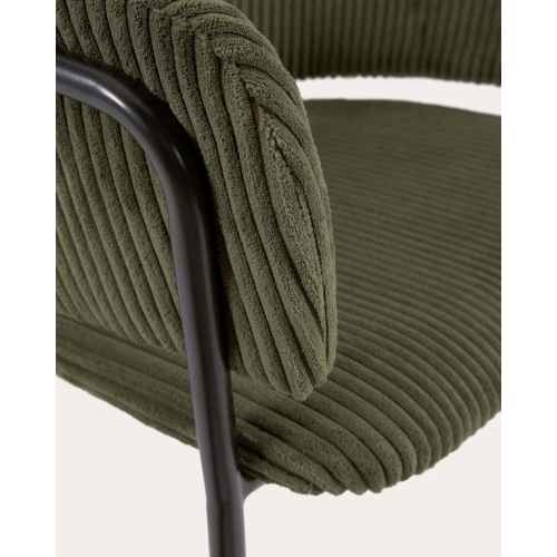 Kave Home Runnie Corduroy Dining Chair, Dark Green