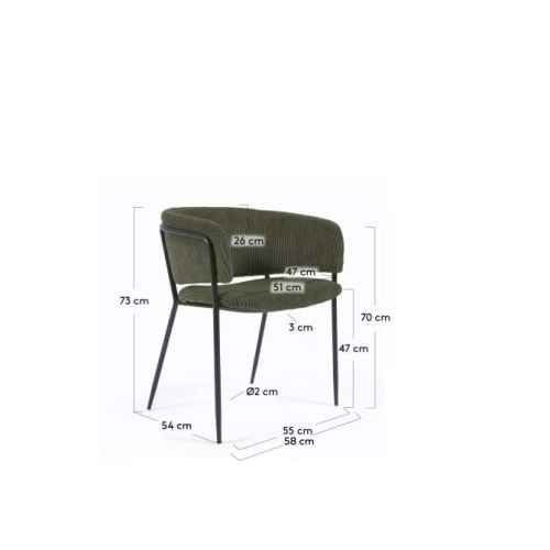 Kave Home Runnie Corduroy Dining Chair, Dark Green