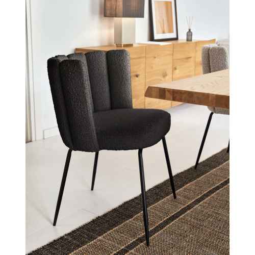 Kave Home Aniela Boucle Dining Chair, Black