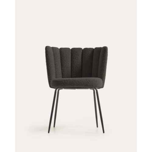 Kave Home ANIELA Boucle Dining Chair, Black