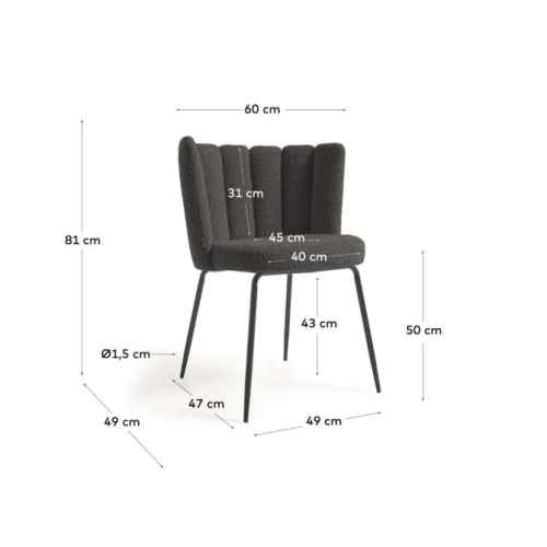 Kave Home Aniela Boucle Dining Chair, Black