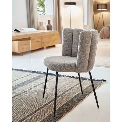 Kave Home ANIELA Boucle Dining Chair, Grey