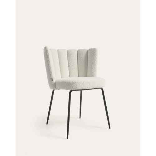 Kave Home ANIELA Boucle Dining Chair, White