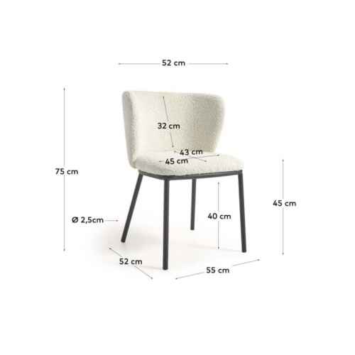 Kave Home CISELIA Boucle Dining Chair, White