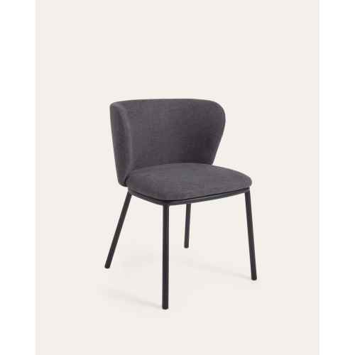 Kave Home Ciselia Chenille Dining Chair, Dark Grey