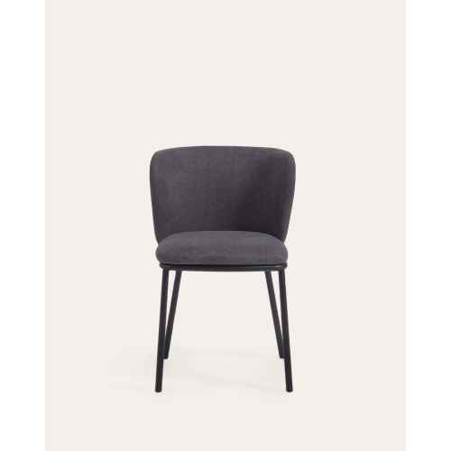 Kave Home Ciselia Chenille Dining Chair, Dark Grey