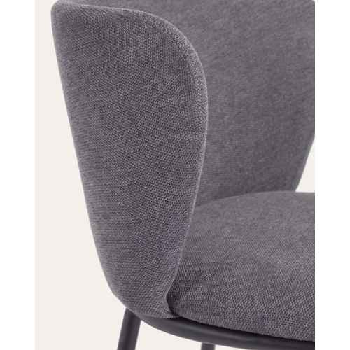 Kave Home Ciselia Chenille Dining Chair, Dark Grey