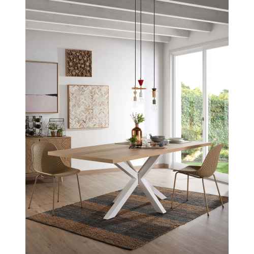 Kave Home Argo Dining Table, Natural & White, 1.8m