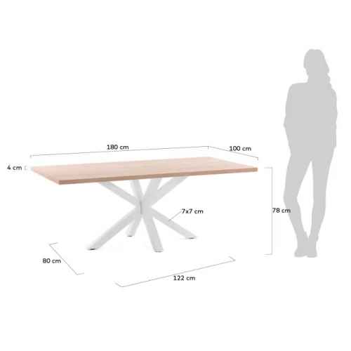 Kave Home Argo Dining Table, Natural & White, 1.8m