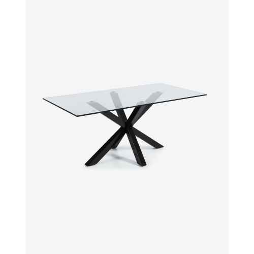 Kave Home Argo Dining Table, Clear & Black, 1.5m