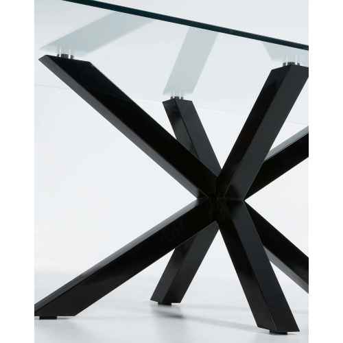 Kave Home Argo Dining Table, Clear & Black, 1.5m