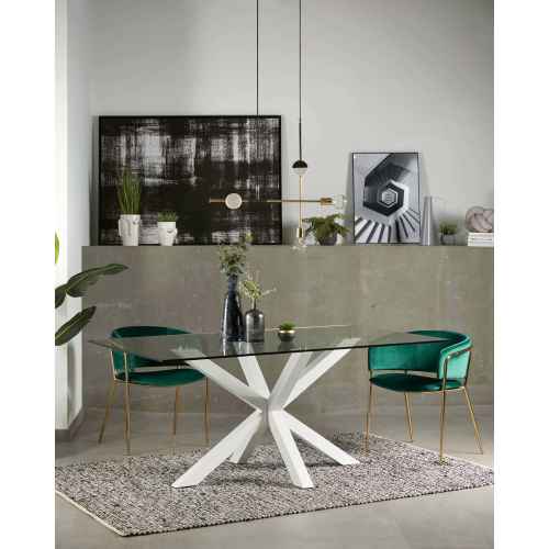 Kave Home ARGO Dining Table, Clear & White, 1.5m