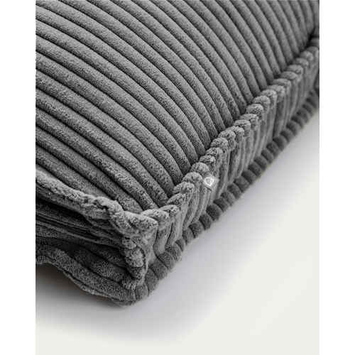 Kave Home BLOK Corduroy Rectangle Cushion, Grey, 60x40cm