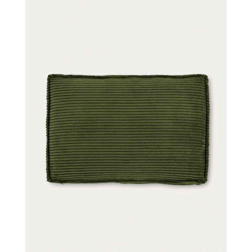 Kave Home Blok Corduroy Rectangle Cushion, Green, 60x40cm