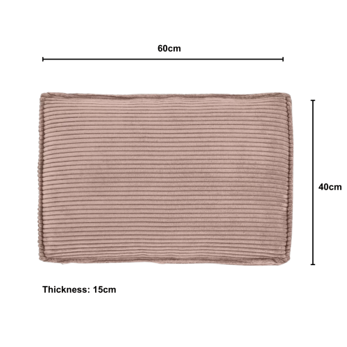 Kave Home Blok Corduroy Rectangle Cushion, Pink, 60x40cm