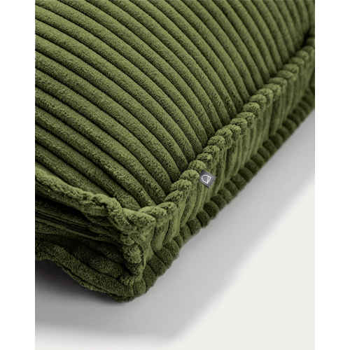 Kave Home Blok Corduroy Rectangle Cushion, Green, 60x50cm