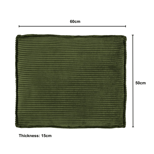 Kave Home BLOK Corduroy Rectangle Cushion, Green, 60x50cm