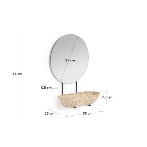 Kave Home Ebian Wall Mirror with Basket