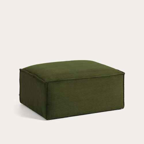 Kave Home Blok Ottoman, Corduroy, Green