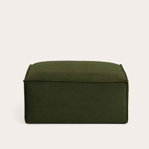 Kave Home Blok Ottoman, Corduroy, Green