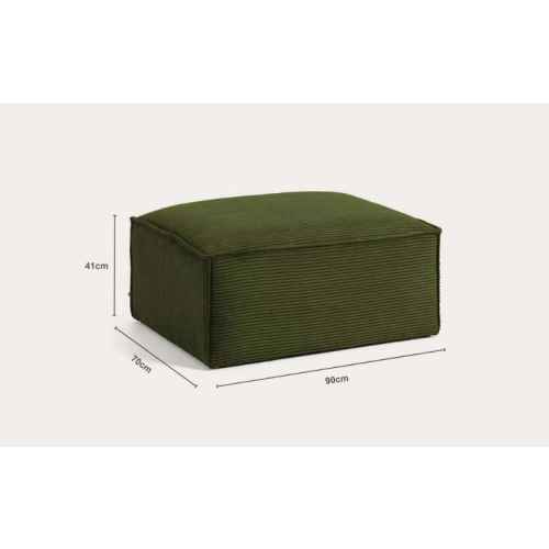 Kave Home Blok Ottoman, Corduroy, Green