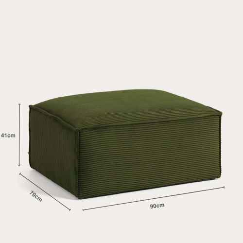 Kave Home BLOK Ottoman, Corduroy, Green