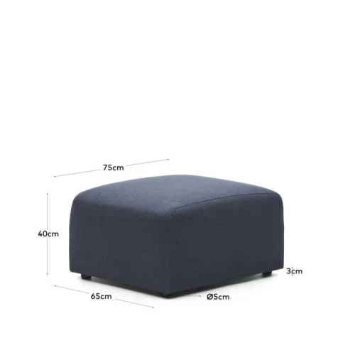 Kave Home NEOM Ottoman, Blue, 75x65x40