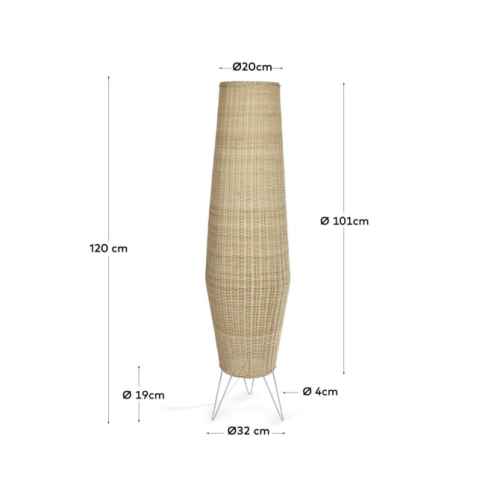 Kave Home Kamaria Rattan Floor Lamp, Tall