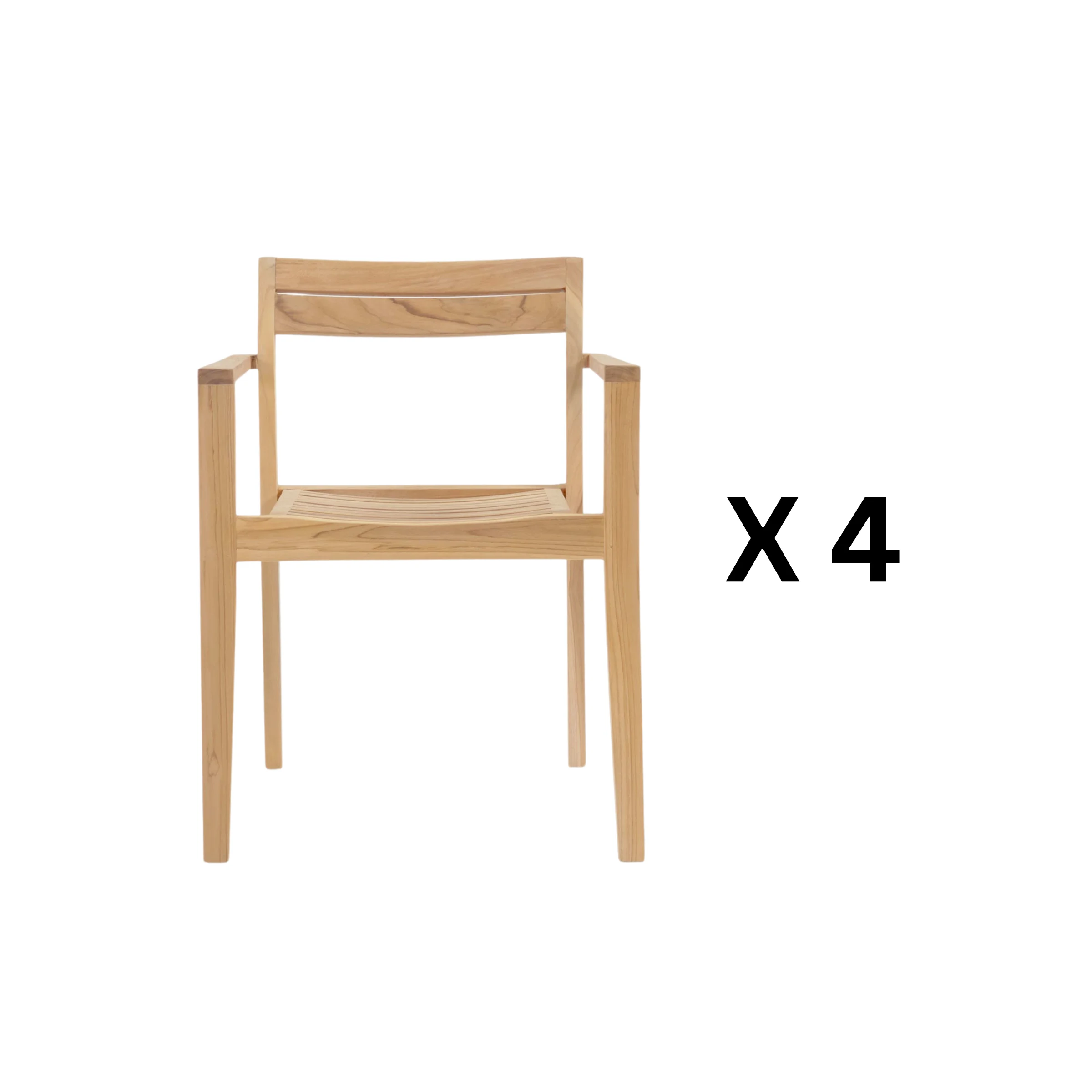 Kave Home Victoire Outdoor Solid Teak Wood Dining Chair, Set of 4