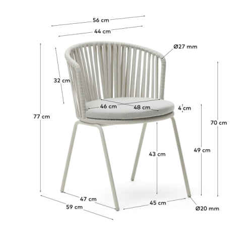 Kave Home Saconca Dining Chair, Light Grey, set of 4