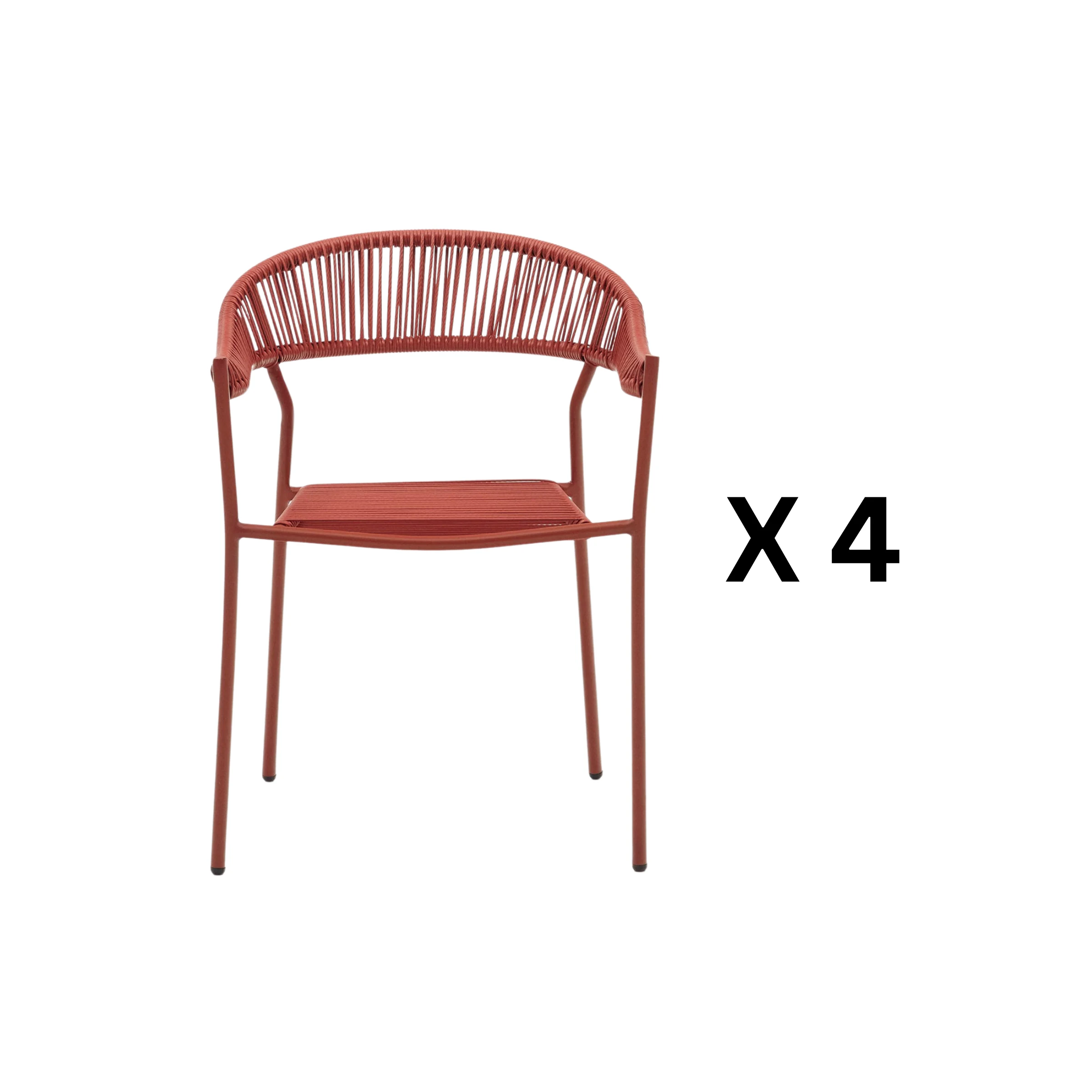 Kave Home Futadera Dining Chair, Terracotta, Set of 4