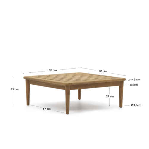 Kave Home Portitxol Outdoor Solid Teak Wood Coffee Table